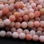 Matte Natural Peruvian Pink Opal 8mm Round Beads Frosty Smooth Pink Gemstone 16" Strand