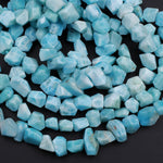 AAA Natural Blue Larimar 8mm Faceted Nugget Beads Hand Cut Freeform Real Genuine Larimar Gemstone 16" Strand