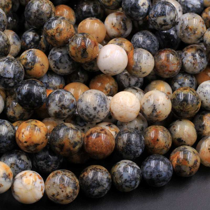 Natural African Dendritic Opal 6mm 8mm 10mm Round Beads Smoky Grey Sand Brown Opal Gemstone 16" Strand