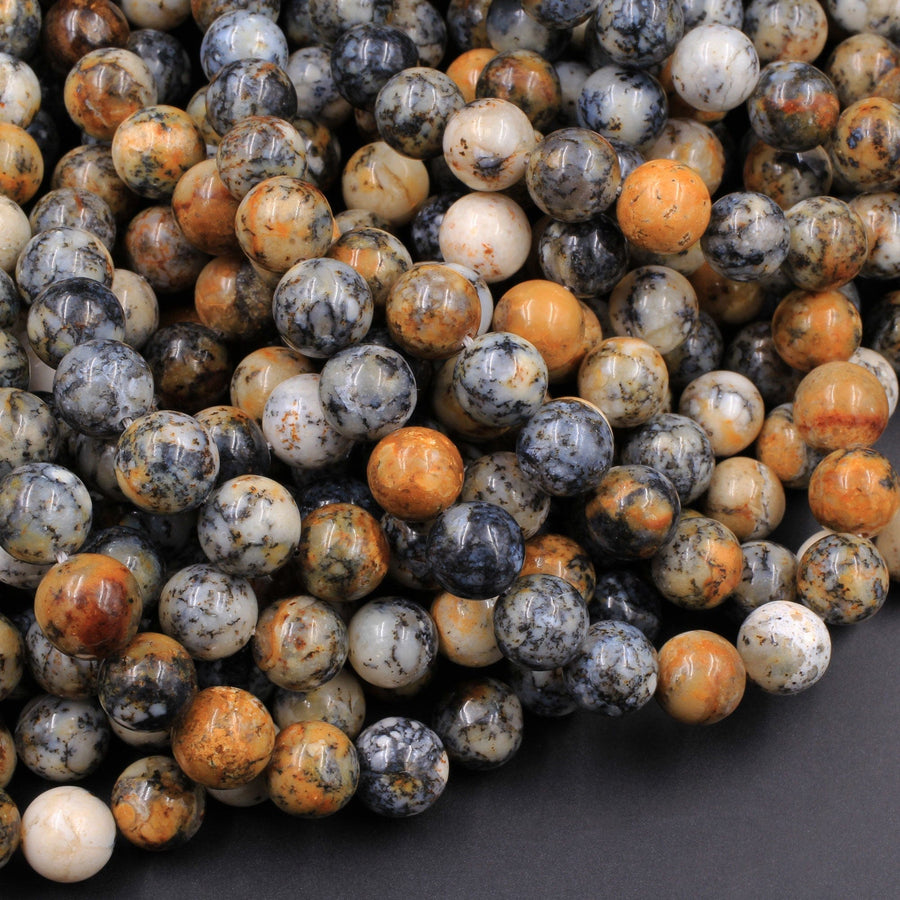 Natural African Dendritic Opal 6mm 8mm 10mm Round Beads Smoky Grey Sand Brown Opal Gemstone 16" Strand