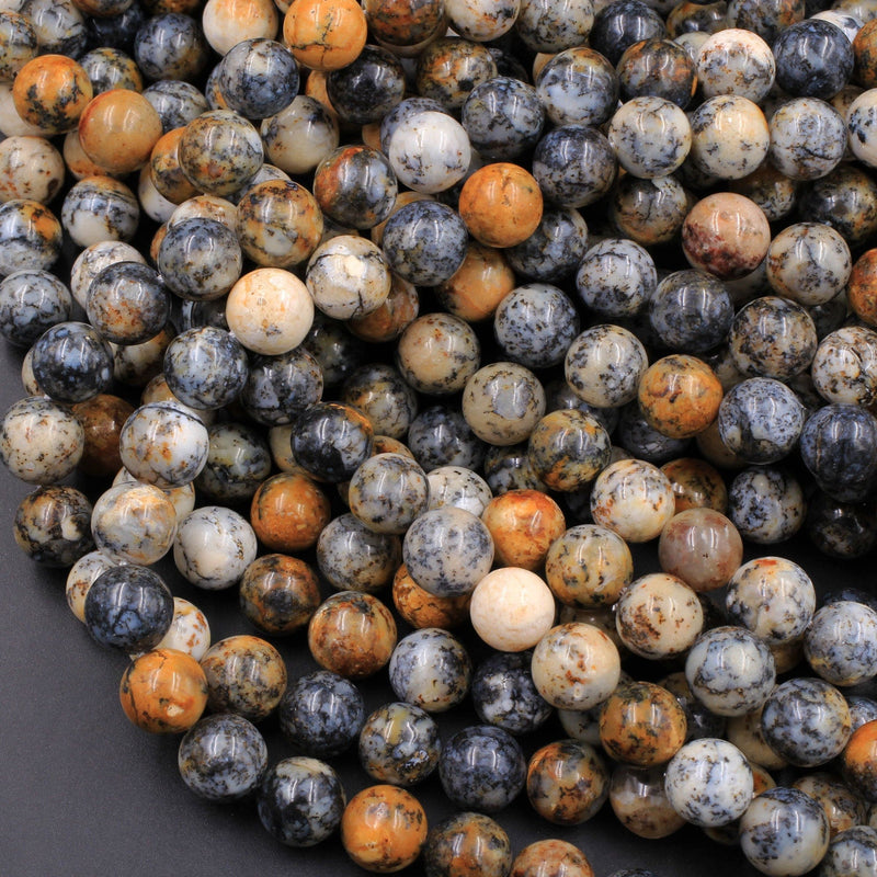 Natural African Dendritic Opal 6mm 8mm 10mm Round Beads Smoky Grey Sand Brown Opal Gemstone 16" Strand