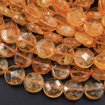 Natural Citrine Faceted Coin 8mm 9mm 10mm 12mm 14mm 16mm Beads 15.5" Strand