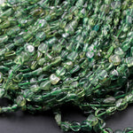 Rare Green Apatite Freeform Nugget Beads Thin Slice Natural Green Gemstone Polished Beads Unusual Green Stone 16" Strand