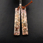 Natural Leopard Skin Jasper Earring Pair Drilled Long Rectangle Gemstone Earring Cabochon Cab Matched Bead Pair