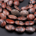 Large Natural Red Poppy Jasper Puffy Oval Beads 25mm 16" Strand