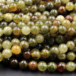 AA Natural Green Garnet 4mm 6mm 8mm 10mm Round Beads Smooth Highly Polished Stunning Green Garnet Gemstone 15.5" Strand