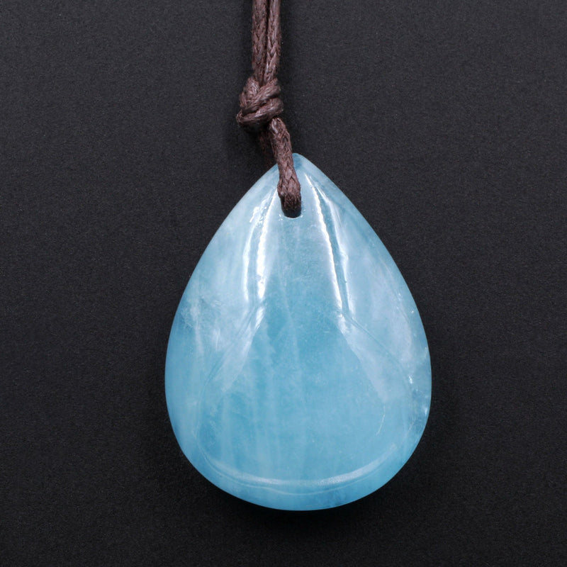 Natural Aquamarine Teardrop Pendant Top Front Drilled Real Genuine Blue Aquamarine Gemstone Focal Bead