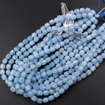 AA Natural Aquamarine Rounded Barrel Drum Tube Bullet Beads Real Genuine Blue Aquamarine Polished Gemstone 16" Strand