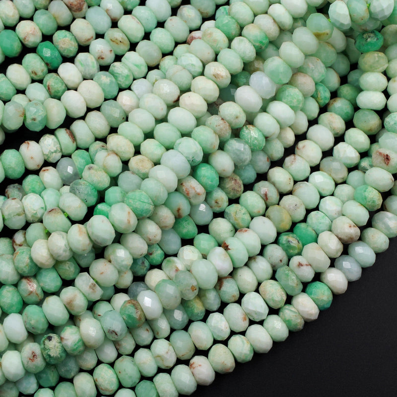 Genuine Natural Australian Green Chrysoprase Faceted Rondelle Beads 6mm 7mm 8mm 9mm 16" Strand