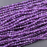AAA Gorgeous Faceted Natural Amethyst Round Beads 2mm 3mm 4mm 5mm 6mm Micro Faceted Genuine Natural Purple Gemstone Beads 15.5" Strand
