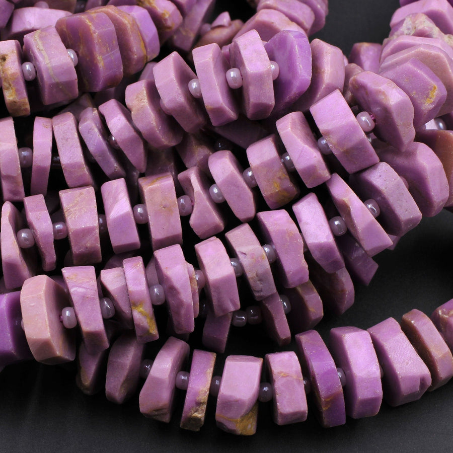 Phosphosiderite Heishi Disk Beads 14mm Rondelle Center Drilled Beads Natural Rich Lavender Purple Phosphosiderite Gemstone Beads 16" Strand