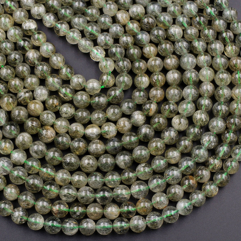 Natural Green Tourmaline Round 8mm Real Genuine Tourmaline Gemstone 16" Strand