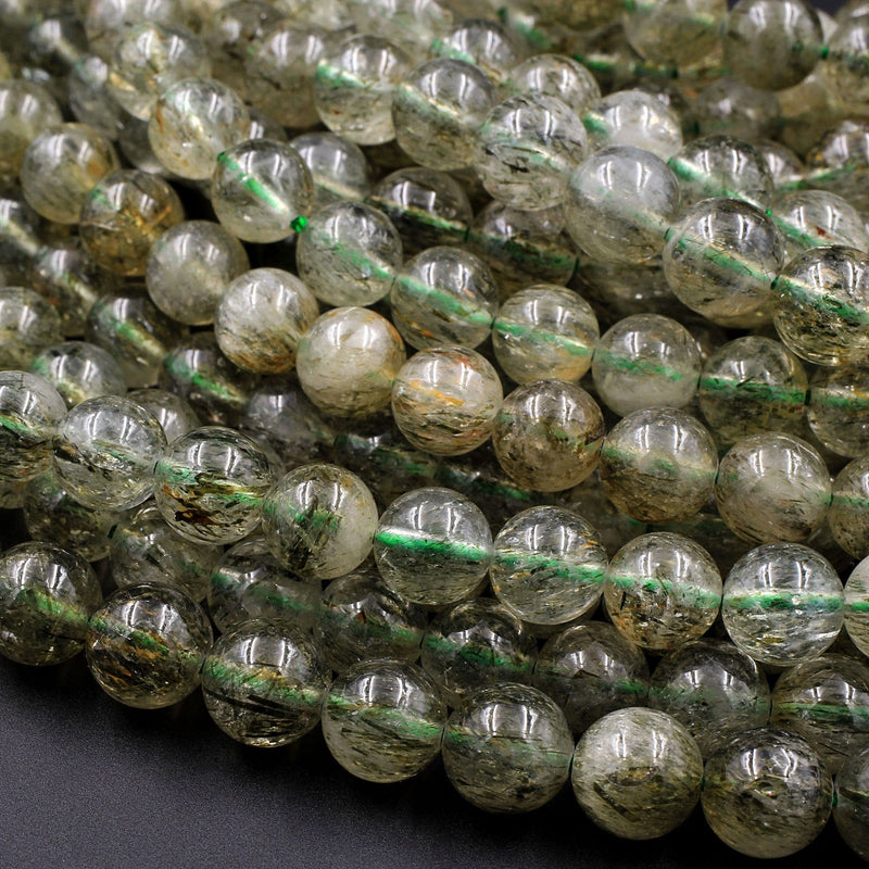 Natural Green Tourmaline Round 8mm Real Genuine Tourmaline Gemstone 16" Strand