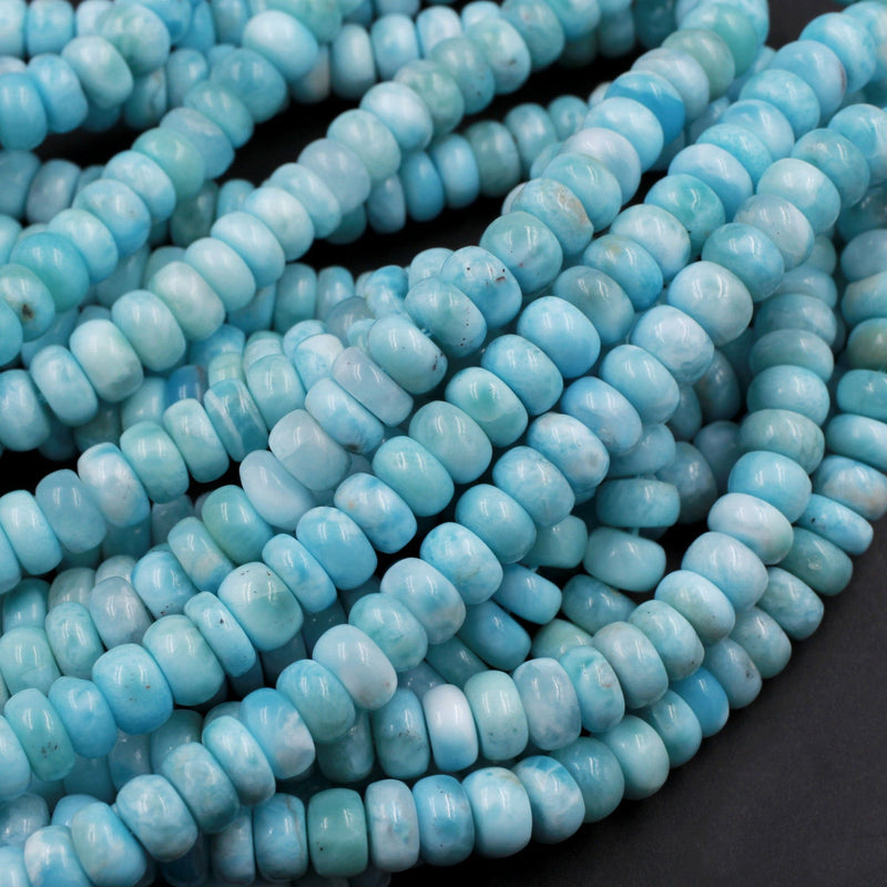 AA Natural Blue Larimar 6mm 7mm 8mm 9mm 10mm 12mm Smooth Rondelle Bead –  Intrinsic Trading