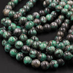 Real Genuine 100% Natural Green Emerald Gemstone Round Beads 9mm 10mm Round Beads 16" Strand