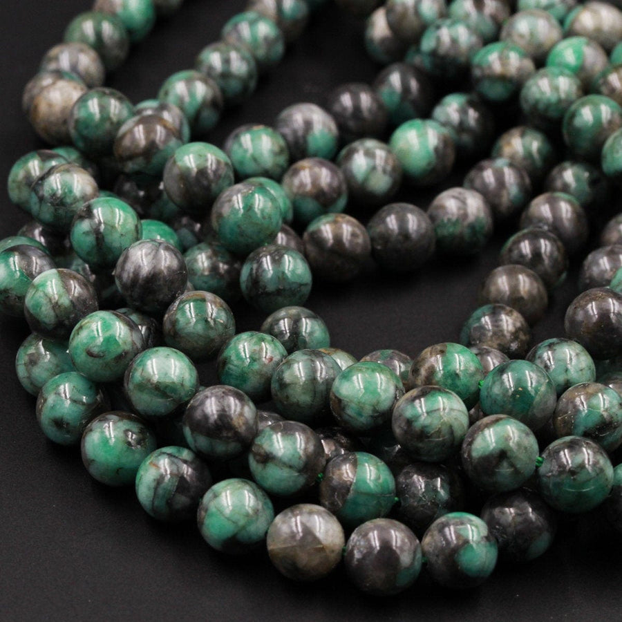 Real Genuine 100% Natural Green Emerald Gemstone Round Beads 9mm 10mm Round Beads 16" Strand