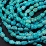 Natural Arizona Turquoise Freeform Rounded Nuggets Highly Polished Genuine Real Stunning Blue Turquoise Gemstone Beads 16" Strand