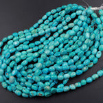 Natural Arizona Turquoise Freeform Rounded Nuggets Highly Polished Genuine Real Stunning Blue Turquoise Gemstone Beads 16" Strand
