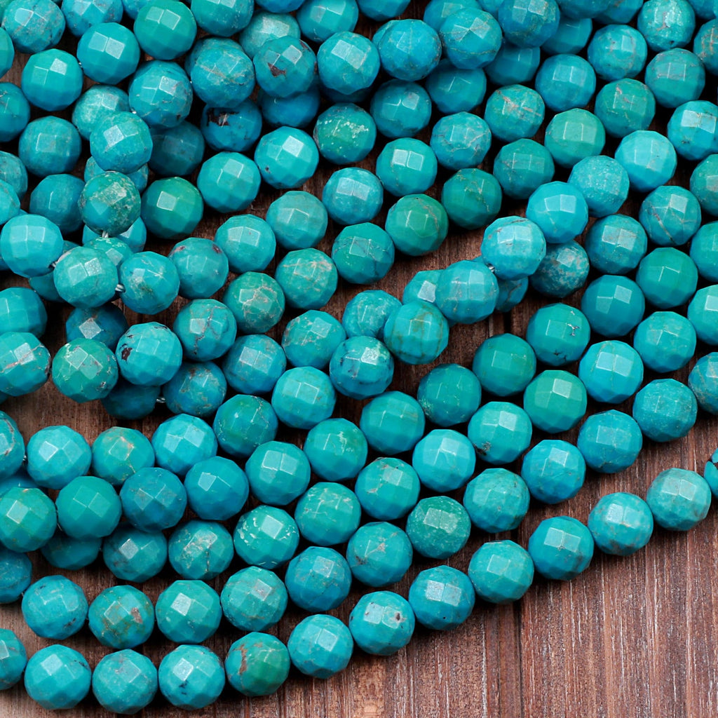 Genuine Natural Arizona Turquoise 3mm 6mm 8mm Faceted Round Beads Stunning Natural Blue Green Turquoise Gemstone 16" Strand