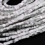 Natural White Howlite Cube Beads 4mm Dice Square Beads 16" Strand