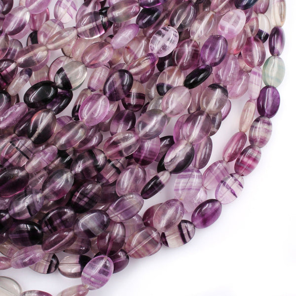 Natural Purple Fluorite Oval Beads 14x10mm Full 16" Strand