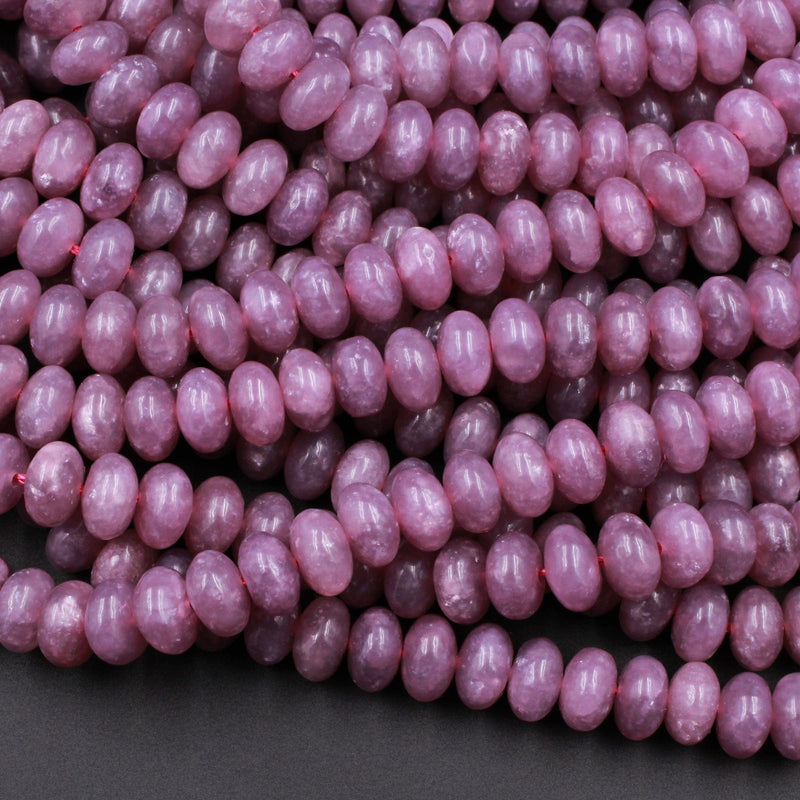 Natural Maroon Purple Lepidolite 6mm 8mm Rondelle Beads High Quality Gemstone 16" Strand
