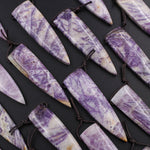 Natural Petrified Purple Fluorite Pendant Drilled Dagger Natural Stone Pendant Side Drilled Long Triangle Multi Color Purple White Green