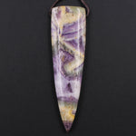 Natural Petrified Purple Fluorite Pendant Top Side Drilled Dagger Long Triangle MultiColor Purple Yellow Green Gemstone