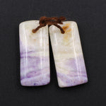Natural Mexican Purple Opal Short Rectangle Earring Pair Drilled Cabochon Cab Drilled Matched Gemstone Bead Pair