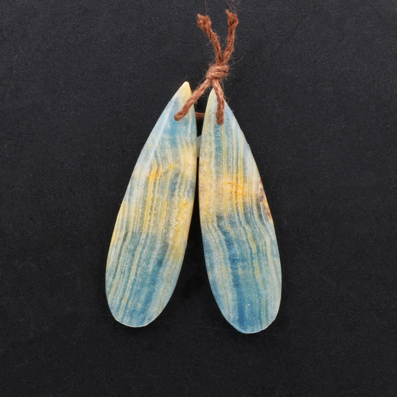 Rare Natural Blue Calcite Teardrop Earring Pairs Cabochon Cab Drilled Matched Gemstone Earrings Bead Pairs