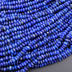 Faceted Natural Blue Lapis 6mm 7mm Rondelle Beads High Quality Gemstone 16" Strand