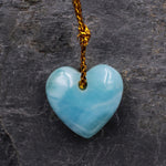 Small Natural Blue Larimar Heart Pendant Drilled Genuine Real Blue Larimar Gemstone Bead