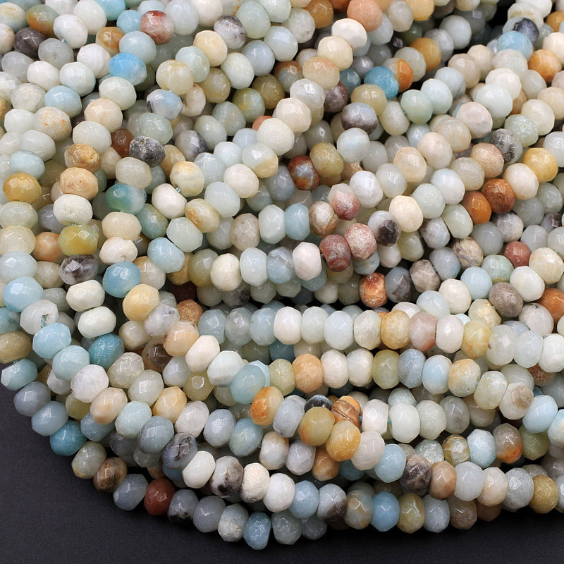 Faceted Amazonite 4x2mm 6x4mm Rondelle Beads 16" Strand