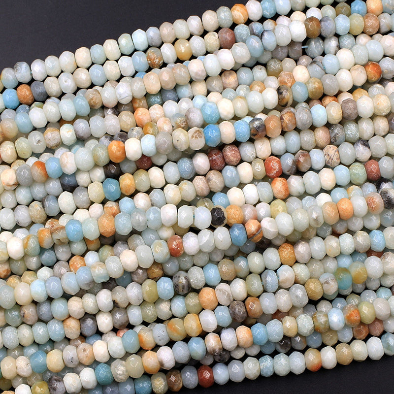 Faceted Amazonite 4x2mm 6x4mm Rondelle Beads 16" Strand