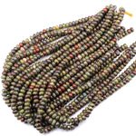 Natural Dragon Blood Jasper Rondelle 6x4mm 8x5mm Beads Polished Earthy Red Green Stone 15.5" Strand