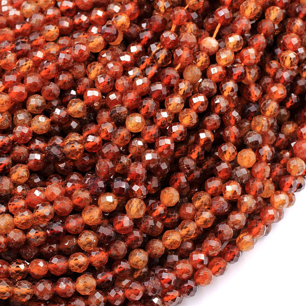 5mm Faceted Cube Hessonite Garnet Beads 8 inch 40 pieces A