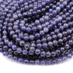 A Grade Natural Iolite 6mm Round Beads Genuine Real Purple Blue Iolite Gemstone Beads 16" Strand