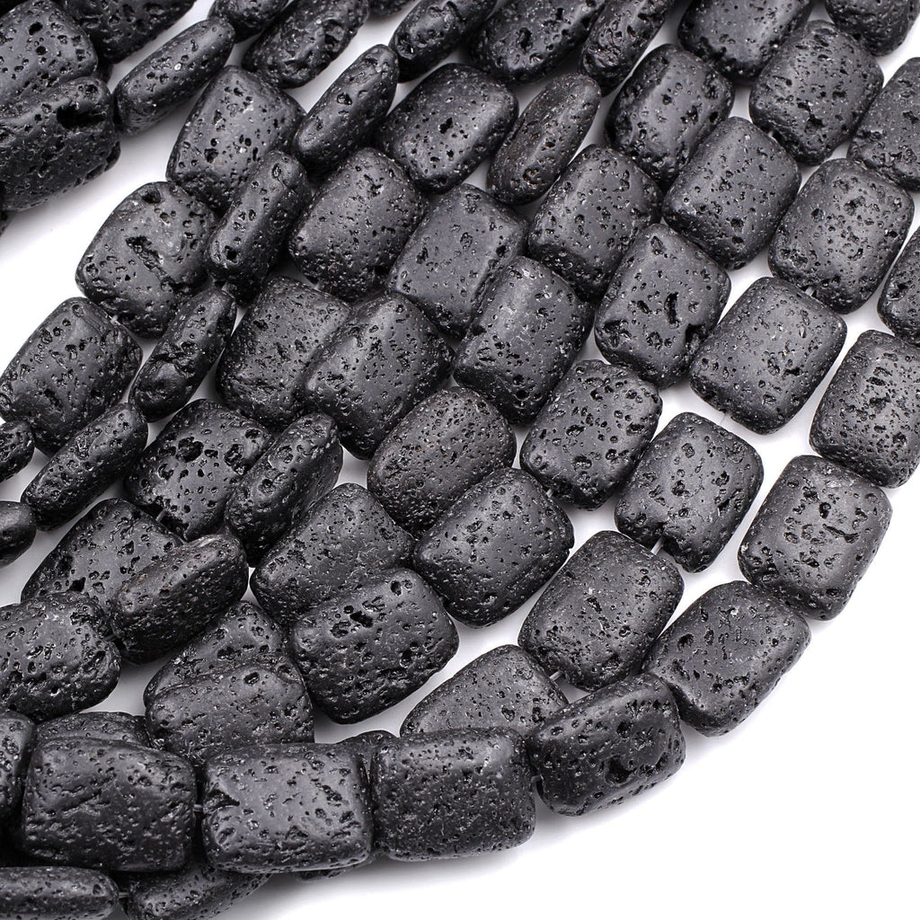 Black Lava Beads Natural Volcanic Rock Stone Beads For Jewelry