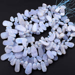 Rare Natural Blue Chalcedony Druzy Drusy Beads Hand Cut Teardrop Side Drilled Sparkling Crystal Beads 16" Full Strand