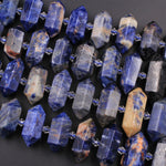 Natural Orange Sodalite Faceted Double Terminated Points Center Drilled Short Focal Pendant Beads 15.5" Strand