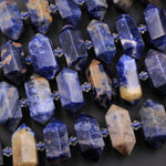 Natural Orange Sodalite Faceted Double Terminated Points Center Drilled Short Focal Pendant Beads 15.5" Strand
