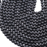 AAA Grade Natural Black Onyx Matte Faceted 4mm 6mm 8mm 10mm 12mm 14mm 16mm Round Beads 15.5" Strand
