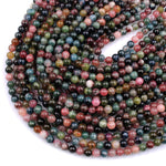 Natural Multicolor Watermelon Pink Green Tourmaline Round Beads 4mm 6mm 8mm 10mm Colorful Real Genuine Tourmaline Gemstone 15.5" Strand