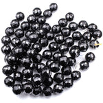 AAA Grade Large Natural Black Onyx Faceted 24mm Round Beads Huge High Quality Natural Black Gemstone W Dazzling Facets  16" Strand
