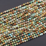 Natural Turquoise 4mm 5mm Faceted Round Beads Real Genuine Natural Brown Green Turquoise Micro Faceted Laser Diamond Cut 16" Strand