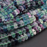 AAA Super Clear Natural Fluorite Rondelle Beads 8mm Intense Purple Green Blue Gemstone Beads 16" Strand