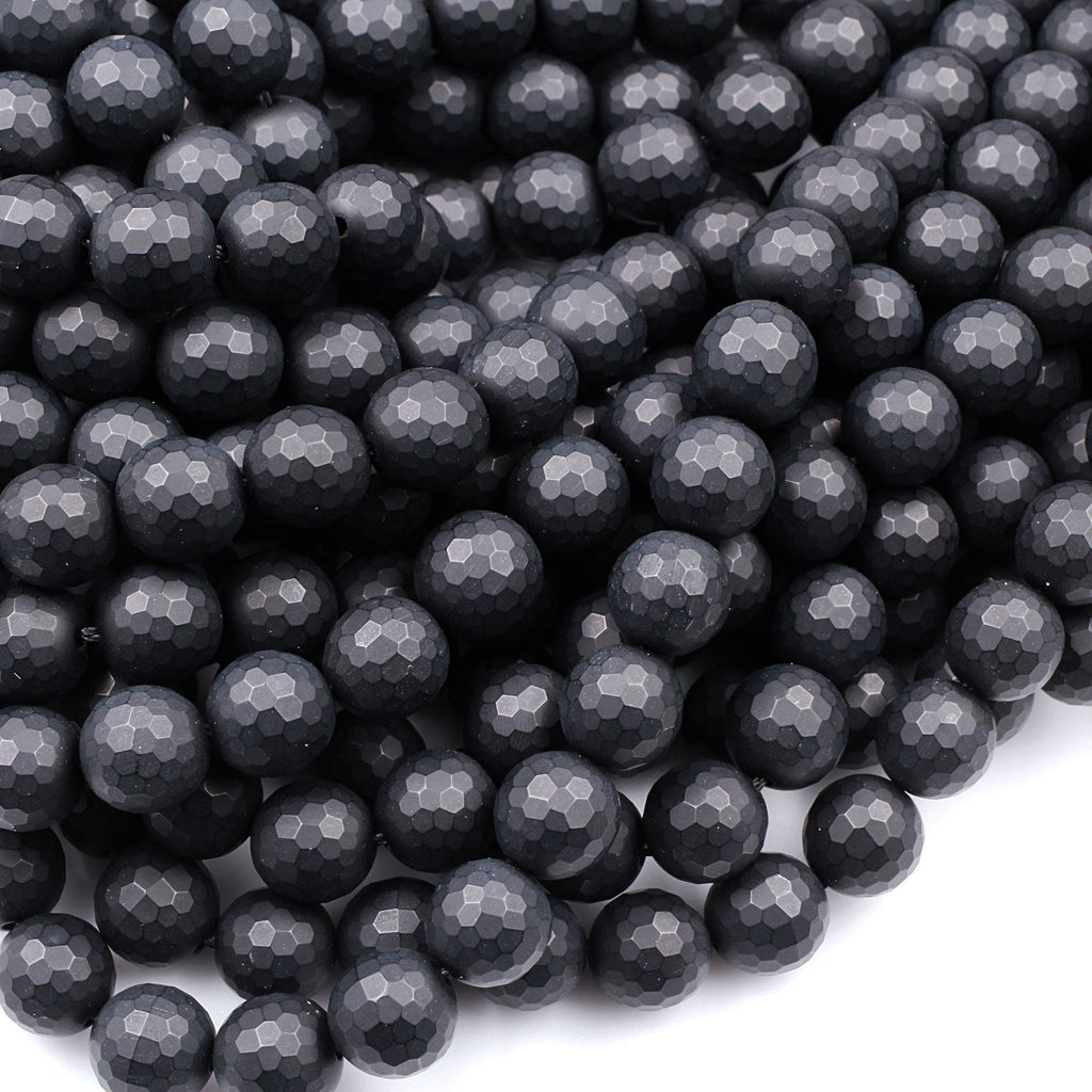 Black Hematite Gemstone Faceted Round Beads 15.5'' 2mm 3mm 4mm 6mm 8mm 10mm  12mm