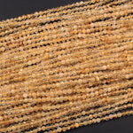 AA Grade Natural Golden Rutile Quartz  3mm 4mm 5mm Faceted Round Beads Sharp Golden Rutile Needle Gemstone 16" Strand