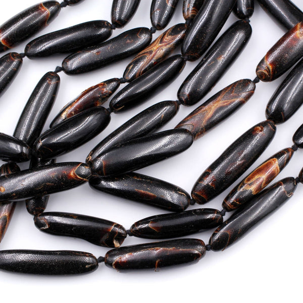 Natural Black Coral Branch Beads, Black Sponge Coral Beads, Black Coral Sticks, Freeform Irregular Super Long Coral Spike Beads 16" Strand