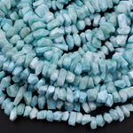 AA Faceted Natural Blue Larimar Nuggets Chunky Center Dilled Freeform Beads Real Larimar Stone 16" Strand